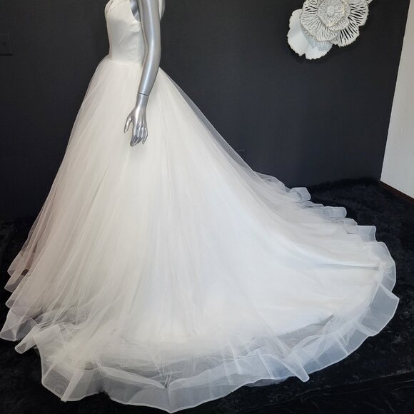 $1780~JUSTIN ALEXANDER~4/6~IVORY OFF WHITE FIT & FLARE BALLGOWN WEDDING DRESS - Picture 9 of 16